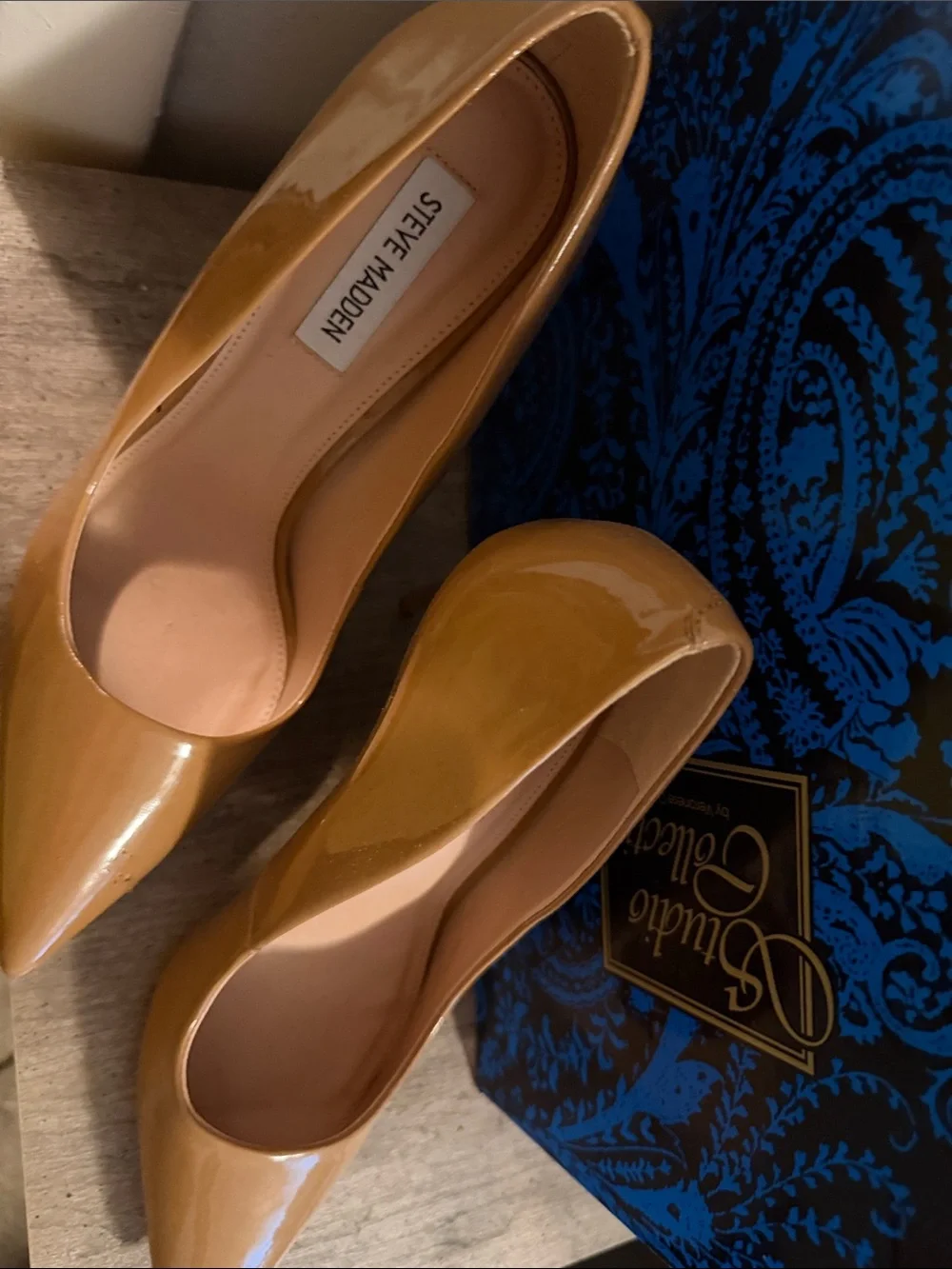 Steve Madden Glossy Mustard Pointed-Toe Pumps